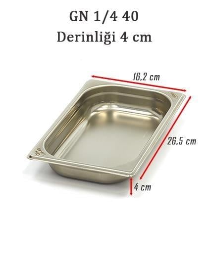Bilge İnox 1/4-40 Standart GN Küvet, 265*162*40 mm, 1 Lt.