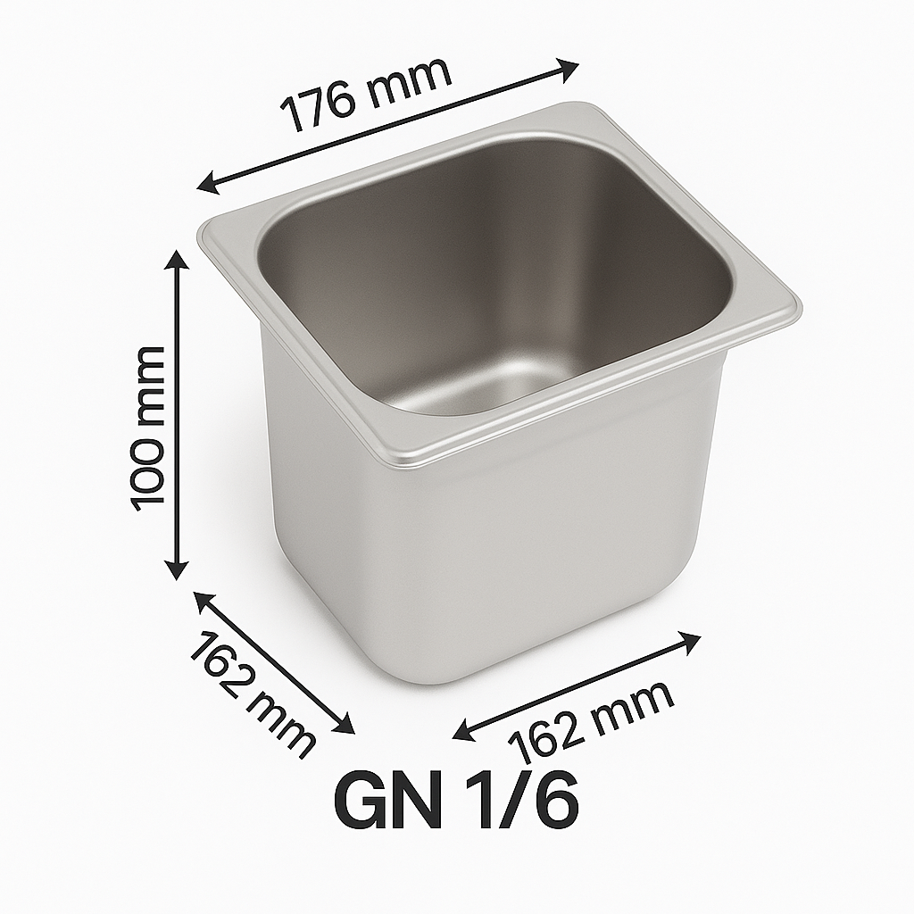 Bilge İnox 1/6-100 Standart GN Küvet, 176*162*100 mm, 1,6 Lt.