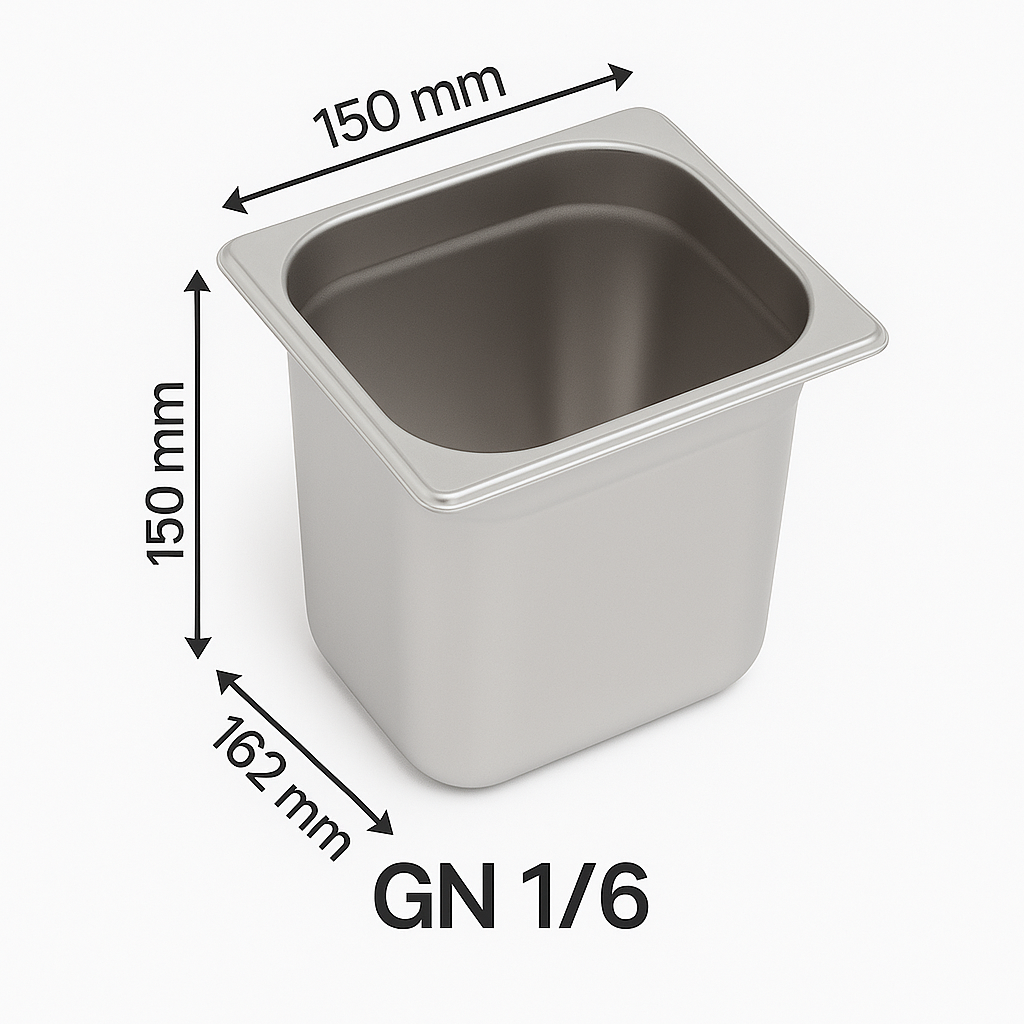 Bilge İnox 1/6-150 Standart GN Küvet, 176*162*150 mm, 2,4 Lt.