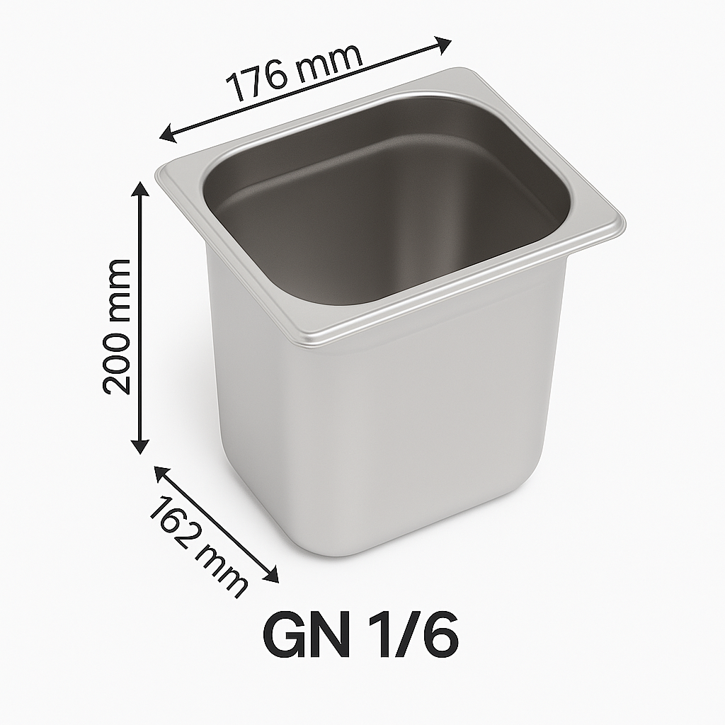 Bilge İnox 1/6-200 Standart GN Küvet, 176*162*200 mm, 3,2 Lt.