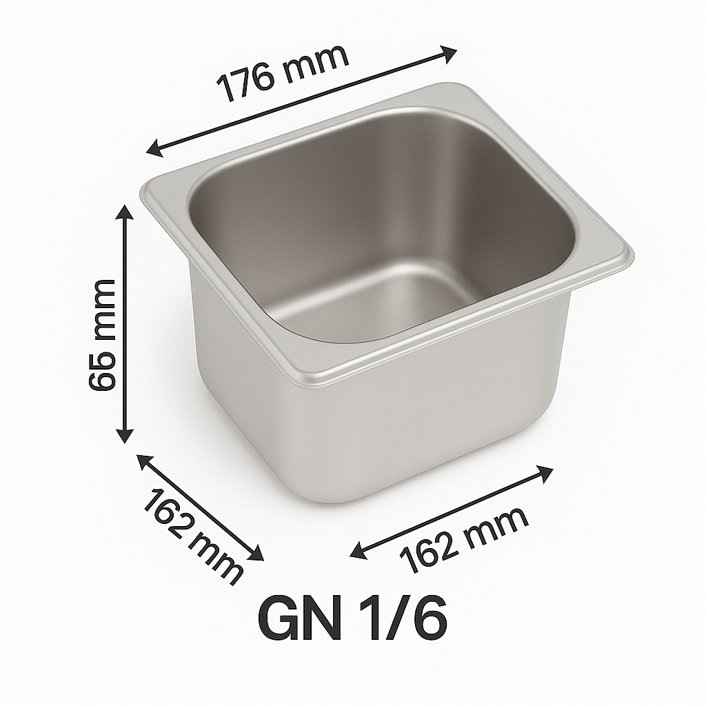 Bilge İnox 1/6-65 Standart GN Küvet, 176*162*65 mm, 1 Lt.