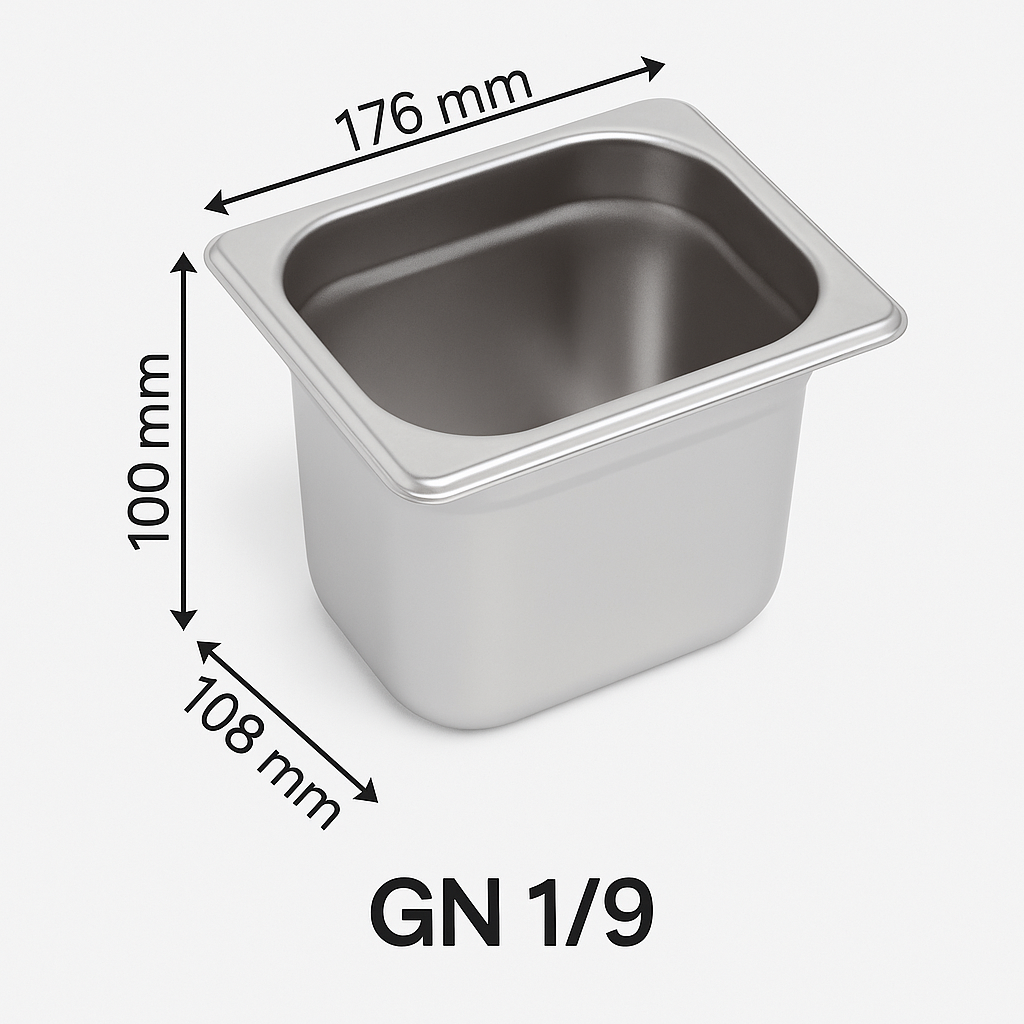 Bilge İnox 1/9-100 Standart GN Küvet, 176*108*100 mm, 1 Lt.