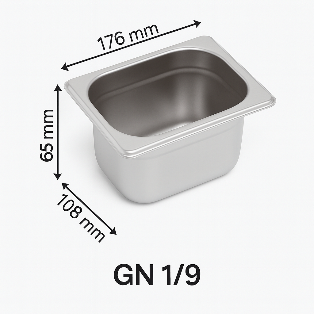 Bilge İnox 1/9-65 Standart GN Küvet, 176*108*65 mm, 0,6 Lt.