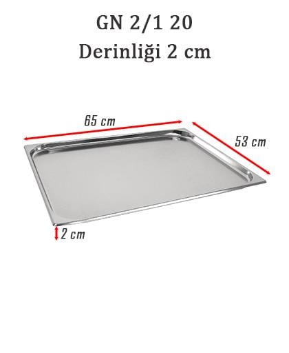 Bilge İnox 2/1-20 Standart GN Küvet, 650*530*20 mm, 5 Lt