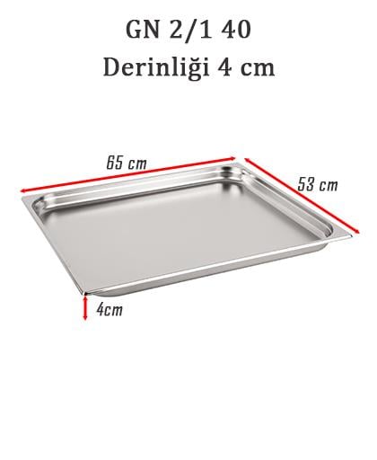 Bilge İnox 2/1-40 Standart GN Küvet, 650*530*40 mm, 10 Lt Lt