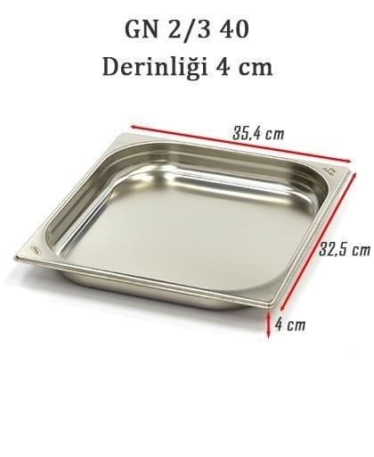 Bilge İnox 2/3-40 Standart GN Küvet, 354*125*40 mm, 3 Lt.