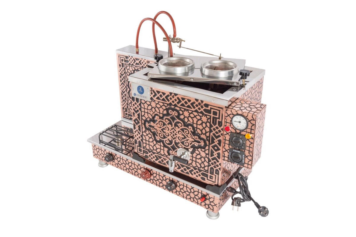 Çaycım 2 Demlikli Bakır Çay Kazanı Elektrik + Gazlı Ce Belgeli