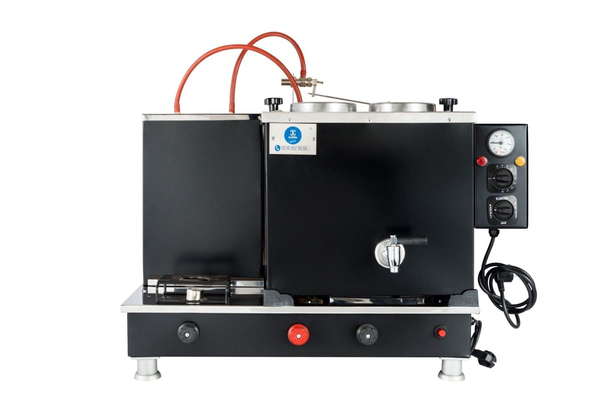 Çaycım 2 Demlikli Siyah Çay Kazanı Elektrik + Gazlı Ce Belgeli