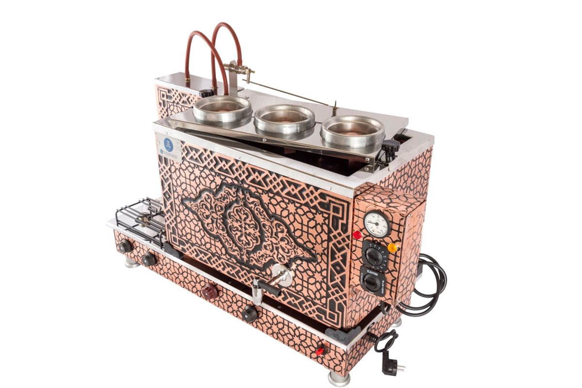 Çaycım 3 Demlikli Bakır Çay Kazanı Elektrik + Gazlı Ce Belgeli