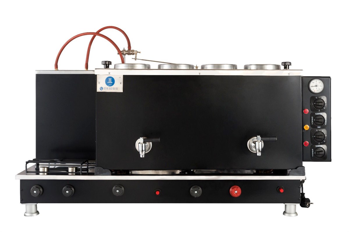 Çaycım 4 Demlikli Siyah Çay Kazanı Elektrik + Gazlı Ce Belgeli