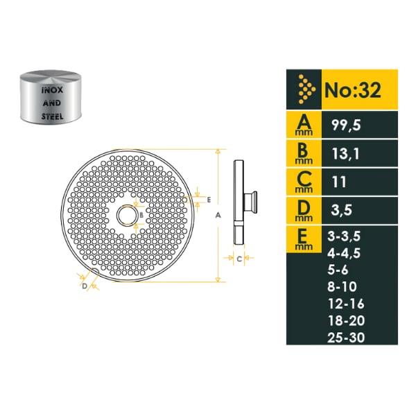 Doğan Çiftel 32 No Et Kıyma Makinesi Aynası 4 mm