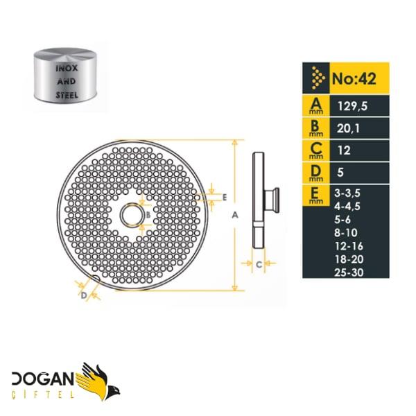 Doğan Çiftel 42 No Et Kıyma Makinesi Aynası 5 mm