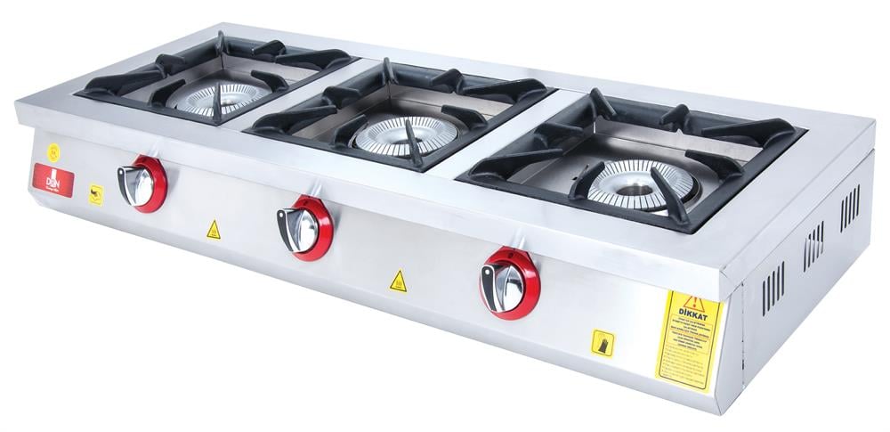 DRN 3'lü Ocak, Doğalgazlı/LPG'li, Set Üstü, 120×49×20, DRNLOS-3