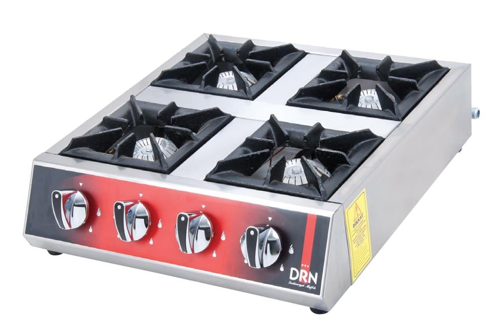 DRN 4'lü Mini Ocak, Doğalgazlı/LPG'li, Set Üstü, 50×55×16 cm, DRNMO-4