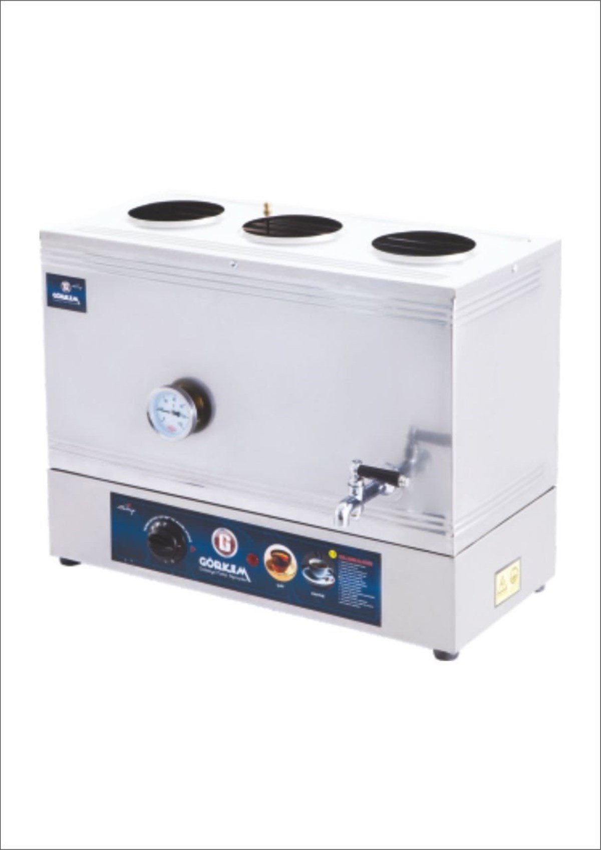 Görkem Krom Çay Kazanı Kaynaklı Elektrikli 60'lık Pleytsiz 55x30x48 cm