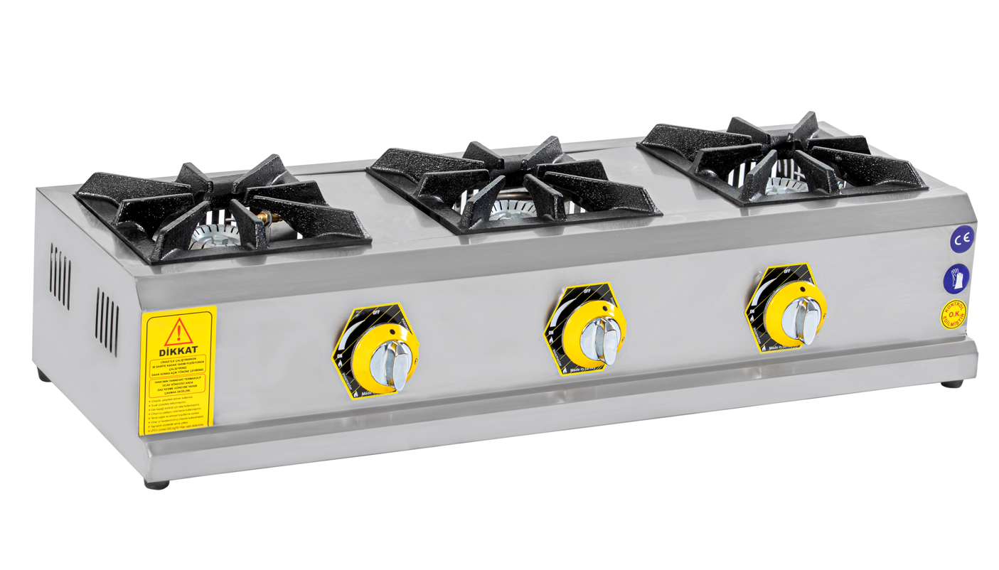 İnoxmaster 3'lü Mini Set Üstü Ocak, 29X80X14 cm, Doğalgazlı / LPG