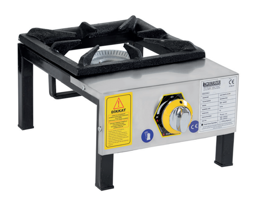 İnoxmaster Tekli Kısa Lokanta Ocağı, Doğalgaz / Lpg, 33x45x25 cm