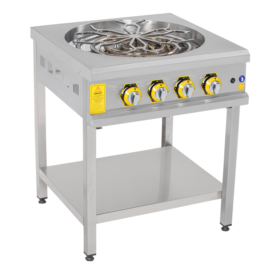 İnoxmaster Tekli Taban Raflı Motorlu Börek Ocağı, Doğalgazlı / LPG, 70x70x85 cm