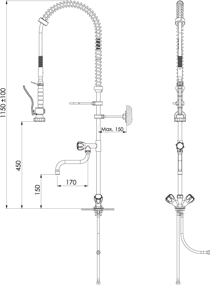 Livagaz Tezgaha Monte Ara Musluklu Çift Su Girişli Duş Seti