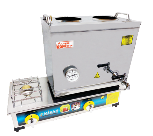 Mizan 2 Demlik Krom Çay Kazanı, 26 Lt, 430 Kalite, Doğalgazlı Ce Belgeli