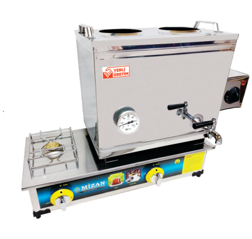 Mizan 2 Demlik Krom Çay Kazanı, 26 Lt, 430 Kalite, LPG+Elektrikli, Ce Belgeli