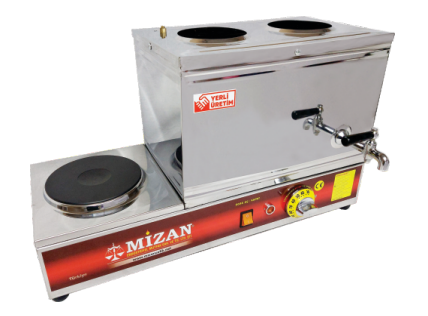 Mizan 2 Demlik Krom Elektrikli Çay Kazanı, 19 lt, 430 Kalite, Pleytli