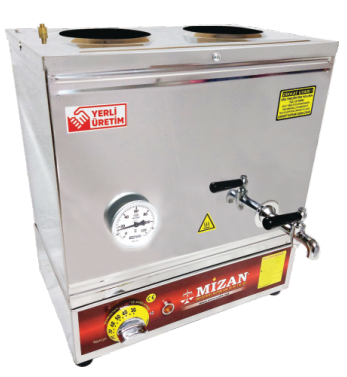 Mizan 2 Demlik Krom  Elektrikli Çay Kazanı, 26 lt, 430 Kalite, Pleytsiz