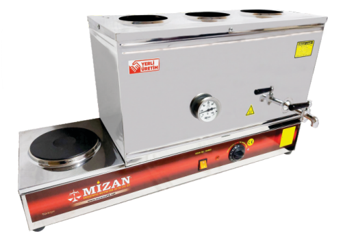 Mizan 3 Demlik Krom Elektrikli Çay Kazanı, 38 lt, 430 Kalite, Pleytli