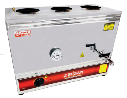 Mizan 3 Demlik Krom Elektrikli Çay Kazanı, 38 lt, Pleytsiz