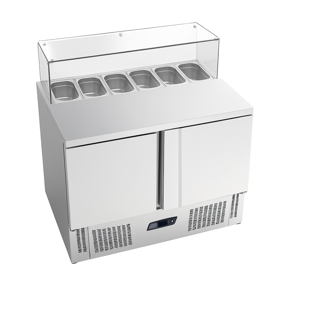 Ndustrio Tezgah Tip 2 Kapaklı Gastronorm Camlı Saladbar SLD 7105 GC