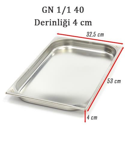 Net Çelik GN 1/1 - 4 cm Gastronom  Küvet (53 x 32.5cm) 5 lt 