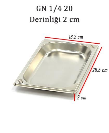 Net Çelik GN 1/4 - 2 cm Gastronom Küvet (26.5 x 16.2 cm) 0.5 lt