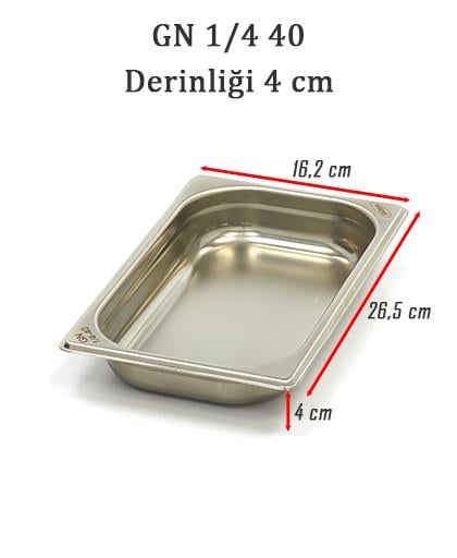 Net Çelik GN 1/4 - 4 cm Gastronom Küvet (26.5 x 16.2 cm) 1 lt