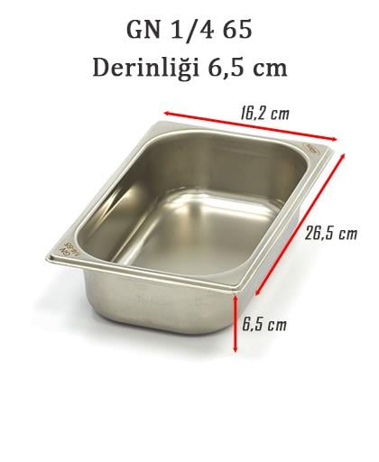Net Çelik GN 1/4 - 6.5 cm Gastronom Küvet (26.5 x 16.2 cm) 1.8 lt