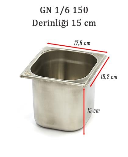 Net Çelik GN 1/6 - 15 cm Gastronom Küvet (17.6 x 16.2 cm) 2.4 lt  