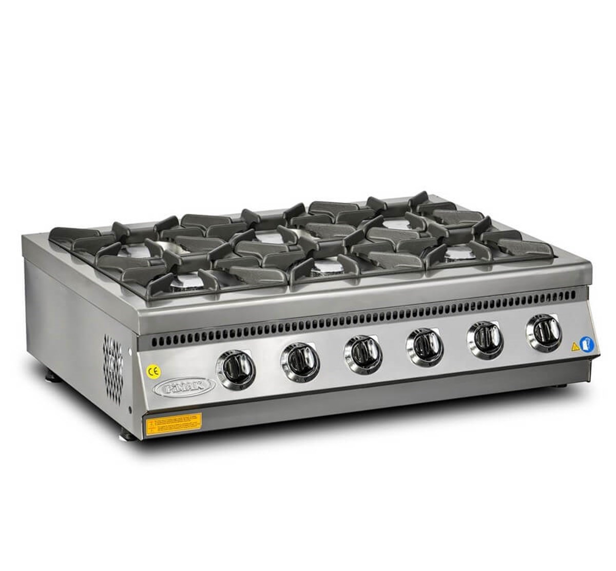 Pimak 6 Gözlü Set Üstü Ocak, Doğalgazlı veya LPG'li, Ce Belgeli, 120×70×30 Cm