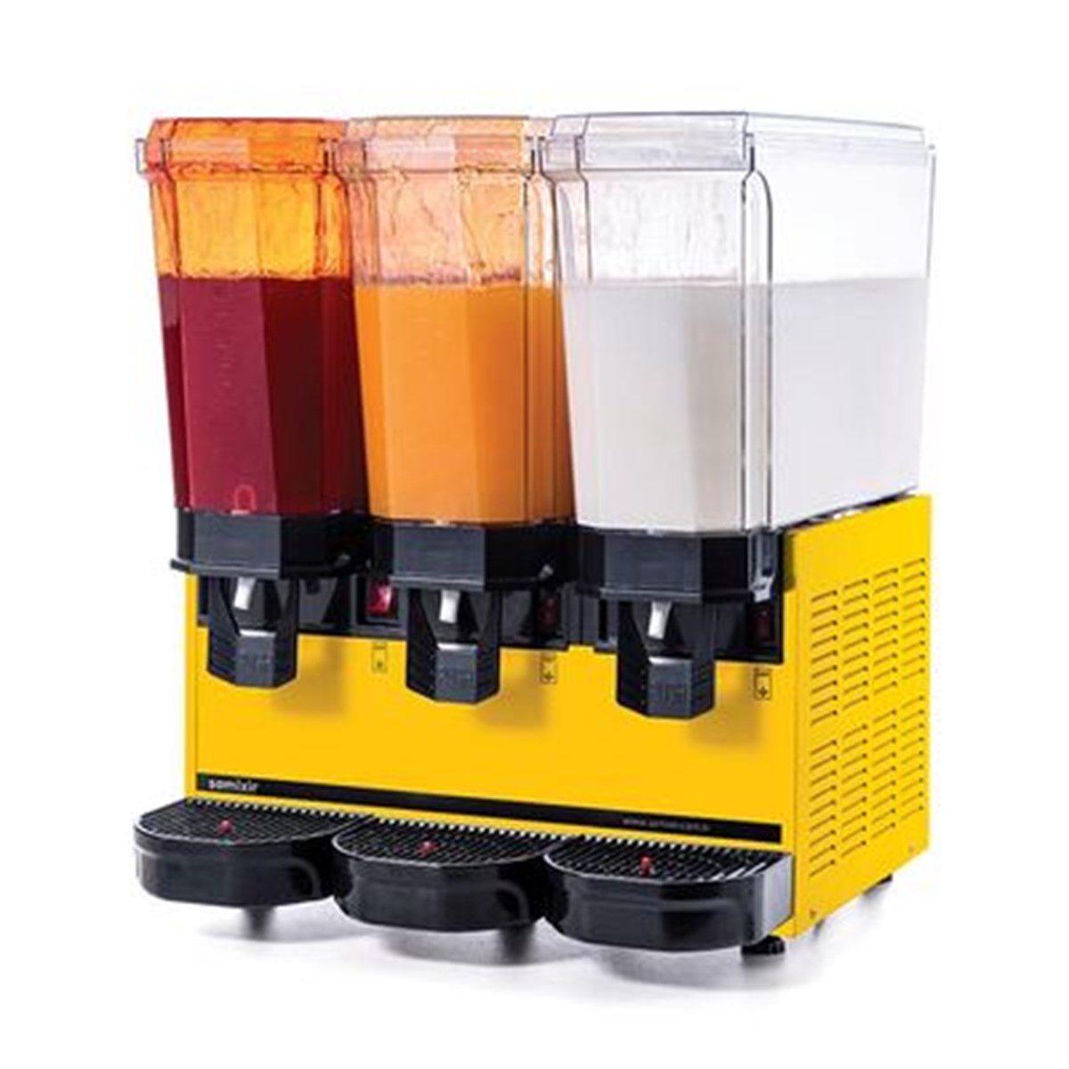 Samixir Klasik Triple Soğuk İçecek Dispenseri, 20+20+20 L, 2 Fıskiyeli 1 Karıştırıcılı, Sarı