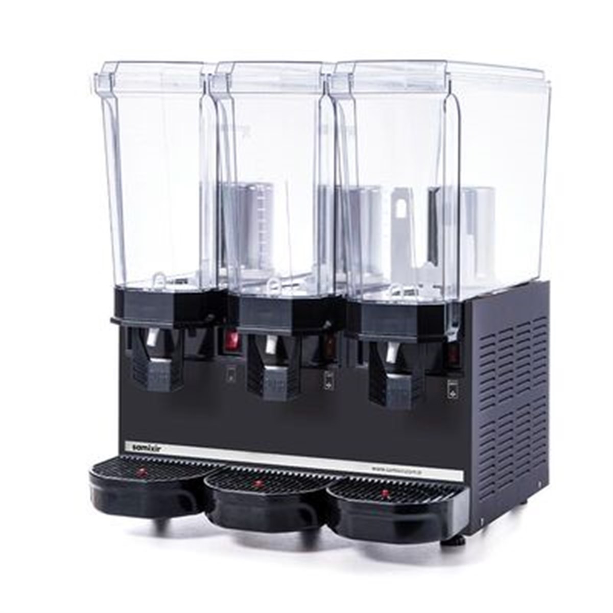 Samixir Klasik Triple Soğuk İçecek Dispenseri, 20+20+20 L, 2 Fıskiyeli 1 Karıştırıcılı, Siyah