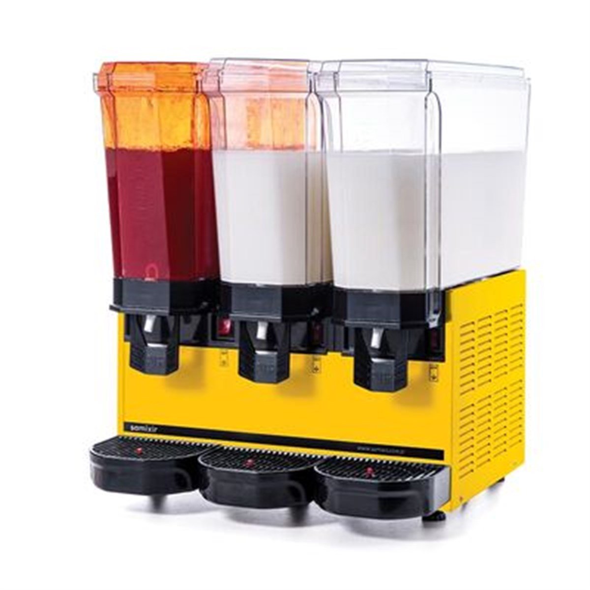 Samixir Klasik Triple Soğuk İçecek Dispenseri, 20+20+20 L, 1 Fıskiyeli 2 Karıştırıcılı, Sarı