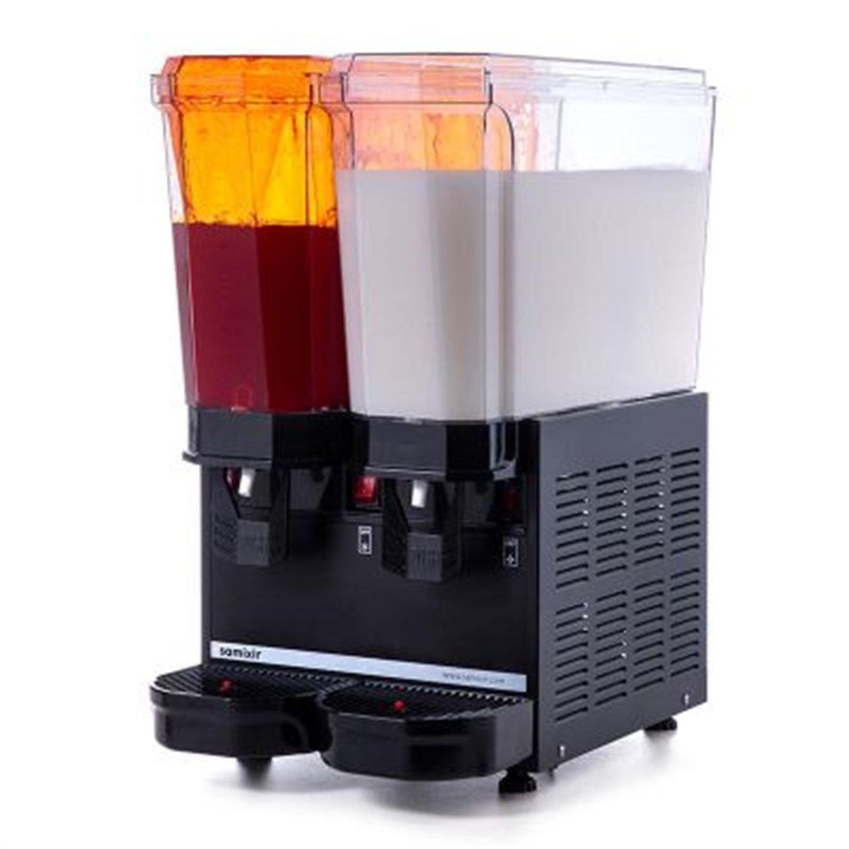 Samixir Klasik Twin Soğuk İçecek Dispenseri, 20+20 L, Fıskiyeli ve Karıştırıcılı, Siyah