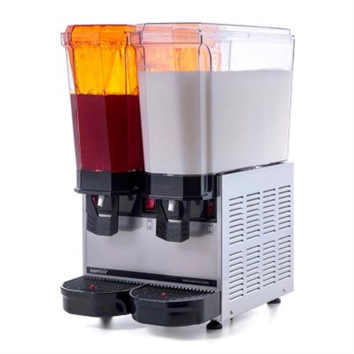Samixir Klasik Twin Soğuk İçecek Dispenseri, 20+20 L, Fıskiyeli ve Karıştırıcılı, Inox