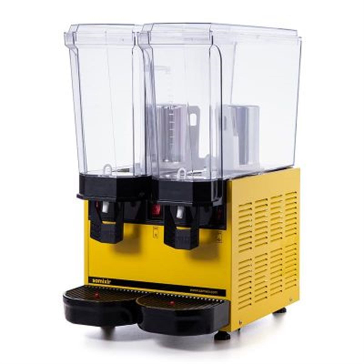 Samixir Klasik Twin Soğuk İçecek Dispenseri, 20+20 L, Fıskiyeli ve Karıştırıcılı, Sarı