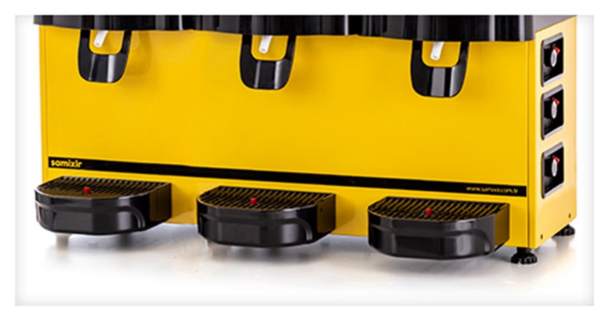 Samixir M10 Triple Panoramik Soğuk İçecek Dispenseri, 10+10+10 L, Sarı
