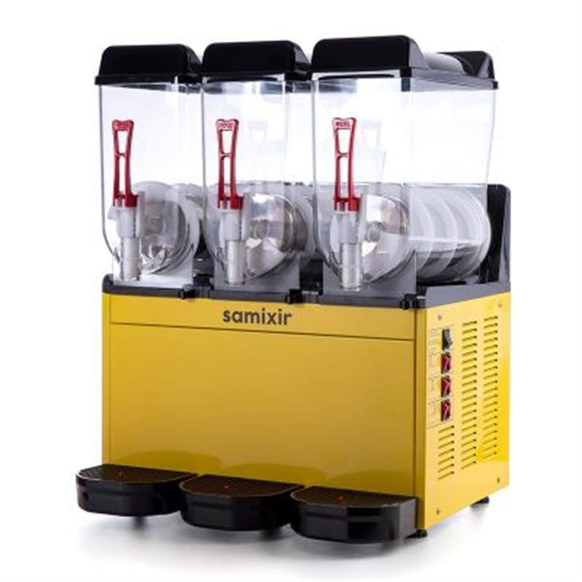 Samixir Slush Triple Granita ve Meyve Suyu Dispenseri, 12+12+12 L, Sarı