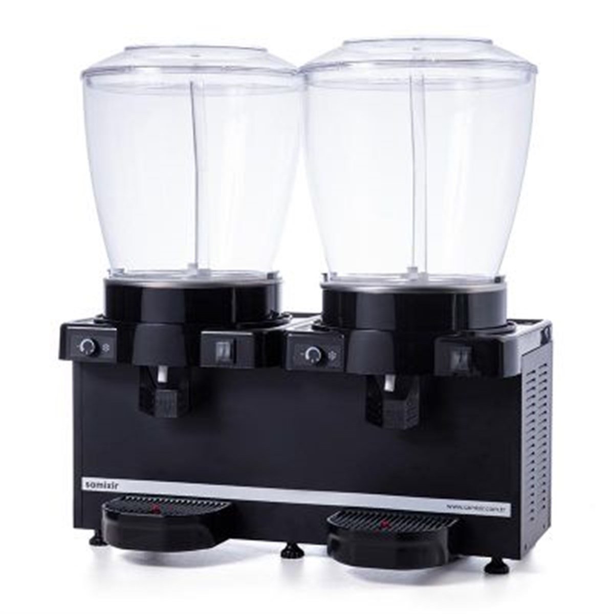 Samixir Twin Fıskiyeli Soğuk İçecek Dispenseri, 22+22 L, Panoramik, Analog, Siyah