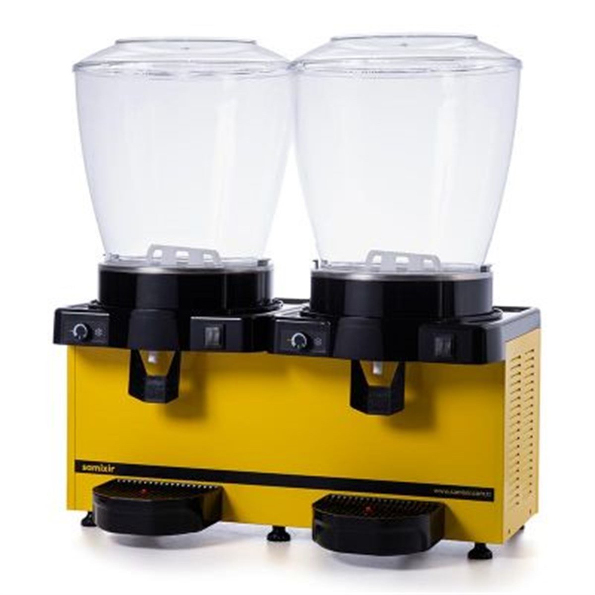 Samixir Twin Karıştırıcılı Soğuk İçecek Dispenseri, 22+22 L, Panoramik, Analog, Sarı