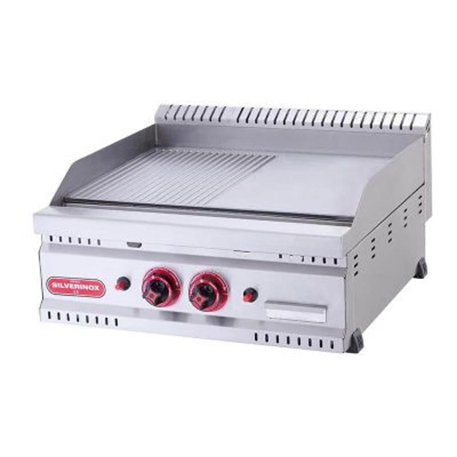 Silverinox 600 Seri Yarı Oluklu Izgara, 80x60 cm, Doğalgazlı / Tüplü