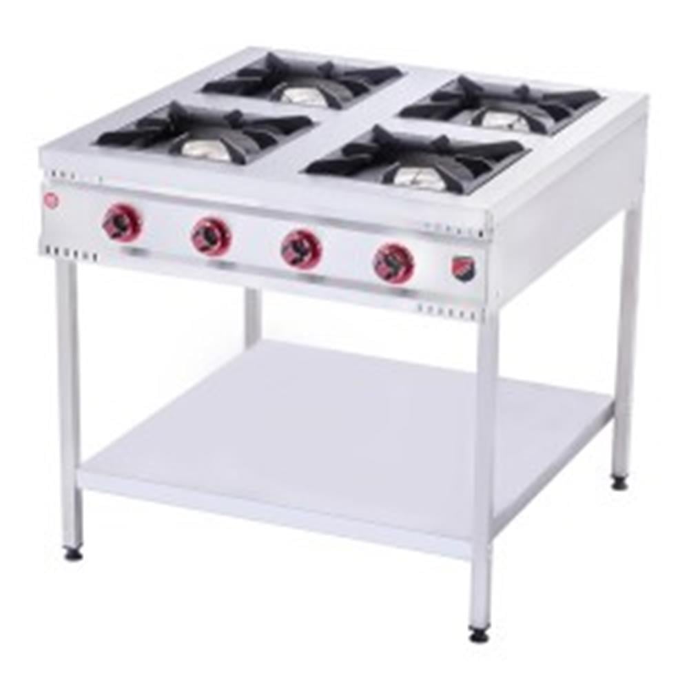 Silverinox, LPG, CE Belgeli, 4 Gözlü Taban Raflı Midi Ocak