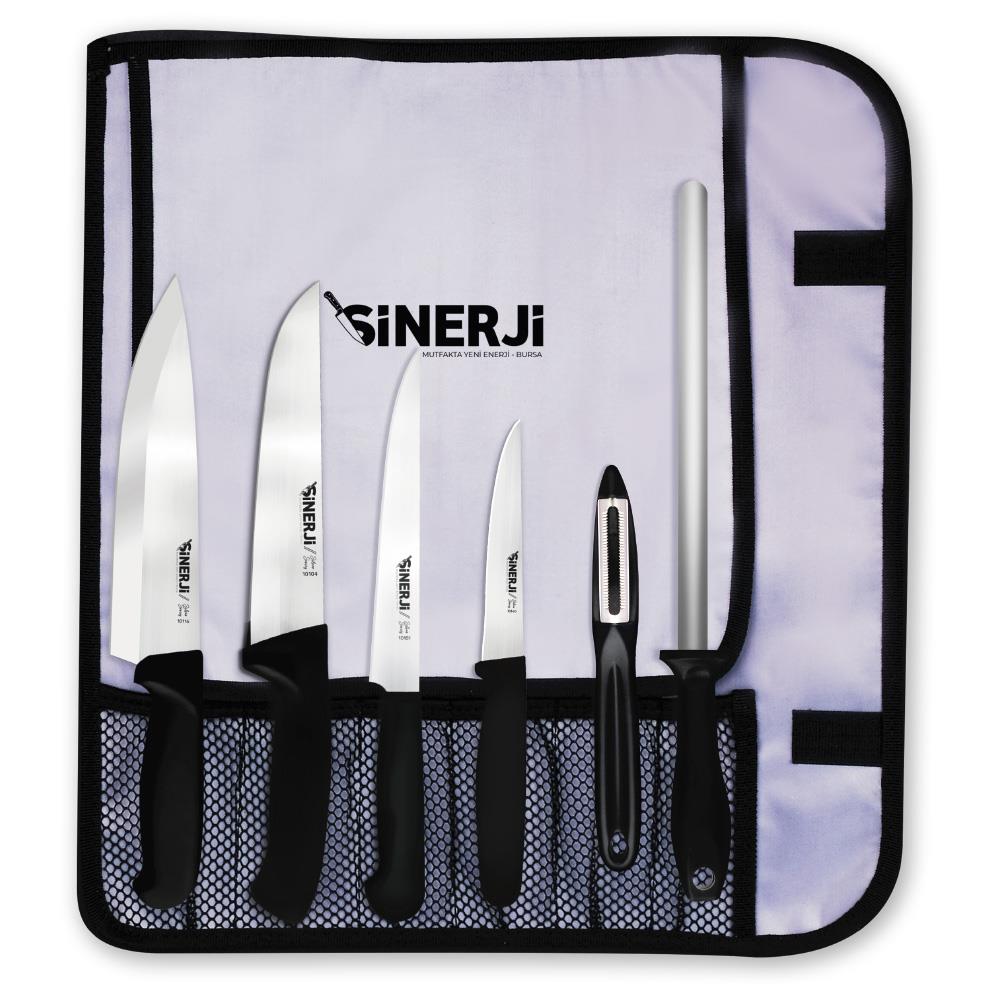 Sinerji Silver Gastronomi Rulo Çantalı Bıçak Seti 6+1
