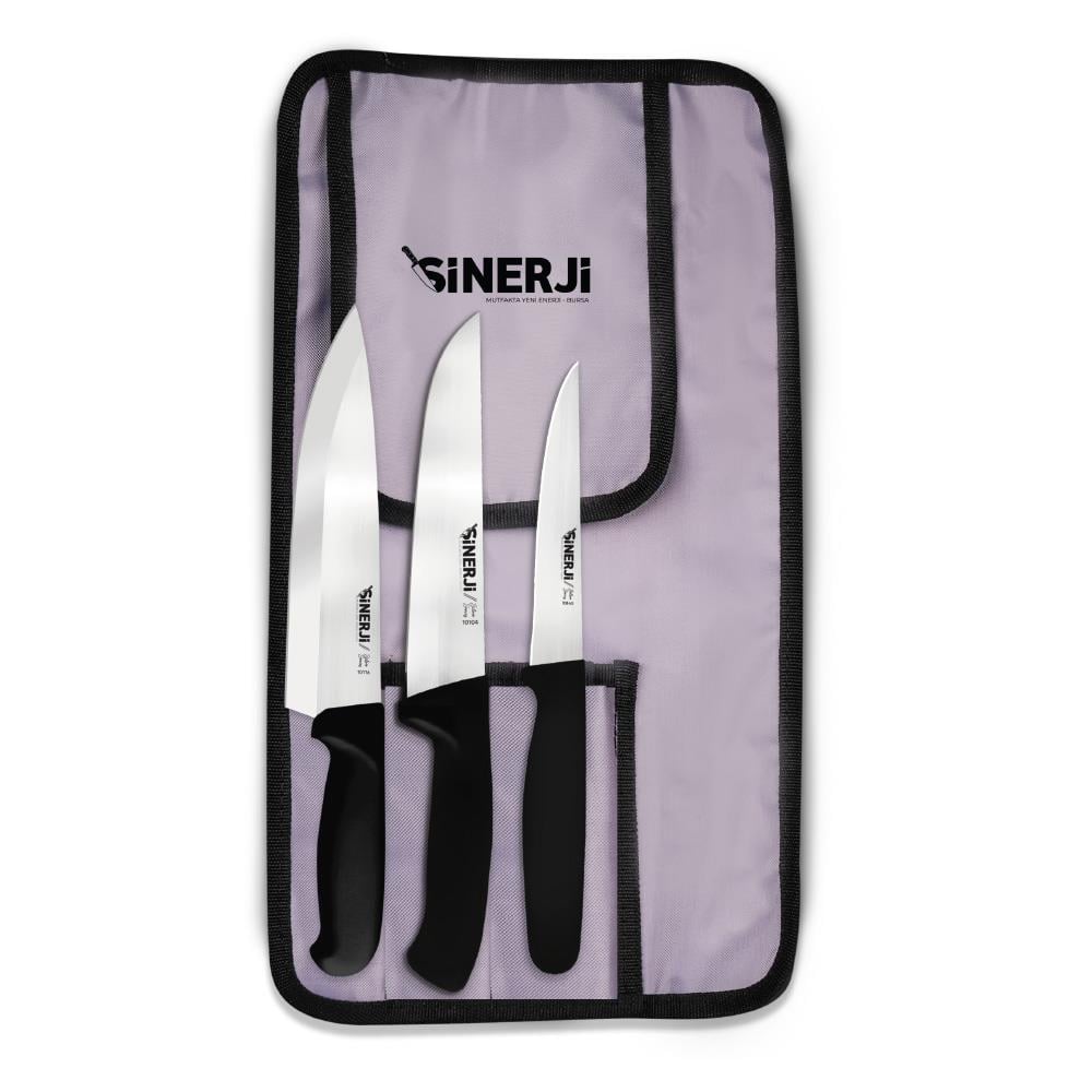 Sinerji Silver Gastronomi Rulo Çantalı Bıçak Seti 3+1